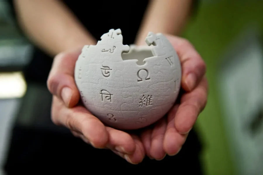 Wikipedia Mini-Globus In Händen